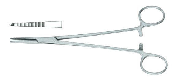 Затискач кровозупинний Адсона, прямий, 185 мм, 1/2 зуба, з насiчкою Surgimax 06-343-18